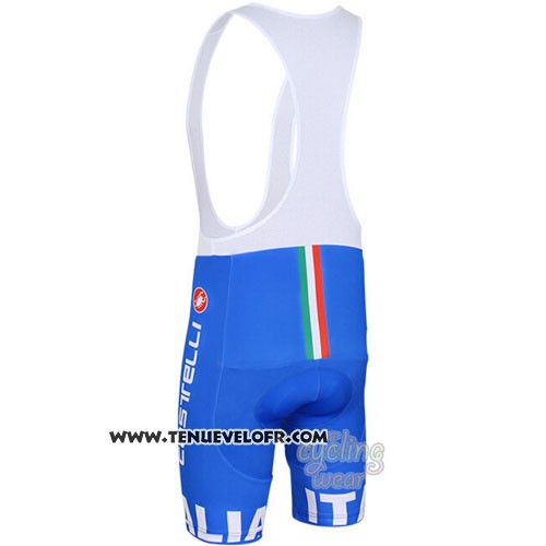 2016 Maillot Ciclismo Italie Blanc et Bleu Manches Courtes et Cuissard
